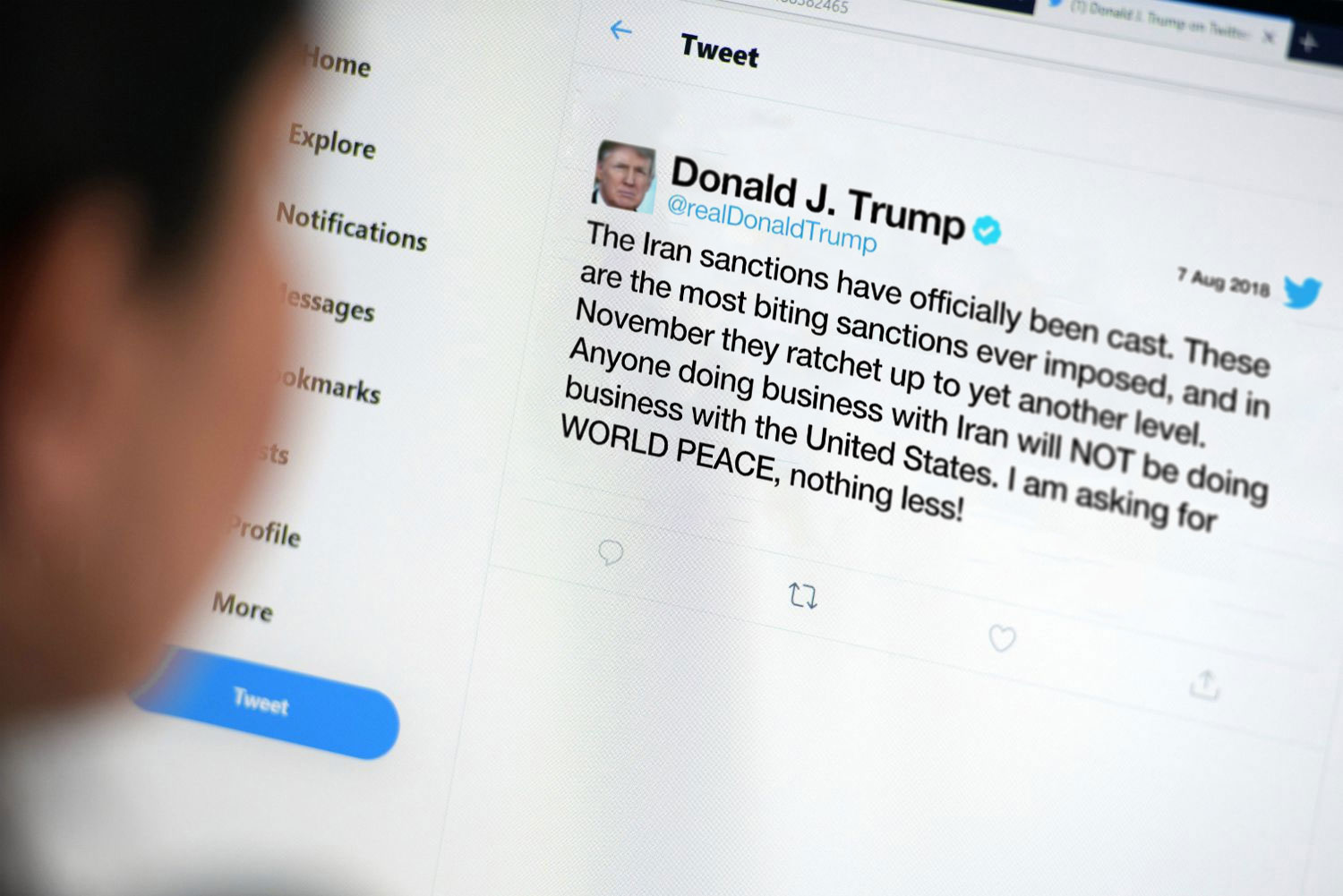 Trump's tweet about sanctions against Iran